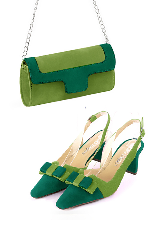 Grass green women's dress clutch, for weddings, ceremonies, cocktails and parties. Worn view - Florence KOOIJMAN